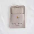 Grauer Mikrofaser Samt Schmuckbeutel mit Druckknopf Ring Aufbewahrung tasche Geschenkverpackung - Druckknopfbeutel Mit Kartenhalter-Set / 8x8cm / Grau