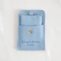 Mikrofaser Schmucktasche Weiche Samt Aufbewahrungstasche Ring Organizer Hellblau - Druckknopfbeutel Mit Kartenhalter-Set / 8x8cm / Hellblau
