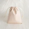 Beige PU Leder Kordelzug Schmucktasche, kompakte Aufbewahrungstasche für Accessoires und kleine Dinge. - Beige