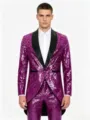 Veste queue de pie à sequins violet pour hommes costume de scène vintage médiéval. - Violet