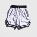 Men's breathable mesh athletic basketball shorts with zipper pockets and casual loose fit. - S / White