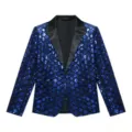 Blazer de lentejuelas azules para hombre fiesta discoteca host traje chaqueta opcion - X45 azul
