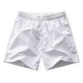 Pantaloncini da spiaggia casual tinta unita bianchi da uomo, comodi abbigliamento estivo. - XL / Bianco