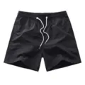 Uomo nero colore solido pantaloncini da mare casual costume da bagno estate. - XL / Nero