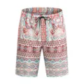 Bunte Herren Badeshorts mit ethnischem Muster, kurze Sommer Strandhosen mit Kordelzug neu - M / Farbe 498