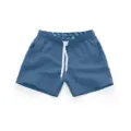Men's solid color casual beach shorts quick dry swim trunks with adjustable drawstring - Navy Blue