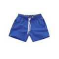Men's solid color blue beach shorts summer board shorts with white drawstring and print waistband - Sapphire Blue