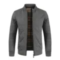 Giacca bomber trapuntata uomo grigio scuro collo alto zip inverno calda abbigliamento casual - Taglia M / Grigio scuro