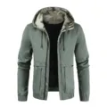Men's military green hooded jacket with camo inner lining and big pockets for casual wear. - M / Army Green