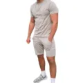 Set T-Shirt e Shorts Manica Corta Uomo Casual Colore Unito Slim Fit Sportswear Estivo - Taglia S / Top e Pantaloni / Grigio chiaro