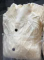 Men Casual Cable Knit Cardigan Cream White Stand Collar Long Sleeve Sweater Variant Style - 4XL / Off White