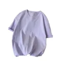 Mujer Camiseta Casual Manga Corta Morado Claro Basico Verano Ropa Diaria Estilo - Violeta Claro
