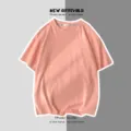 T-shirt à manches courtes rose décontracté pour homme et femme, haut basique ample. - Rose / S