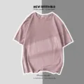 T-shirt à manches courtes uni pour hommes et femmes, haut ample décontracté pour couple. - Violet foncé / S
