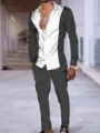 Set camicia a maniche lunghe e pantaloni casual da uomo, design bicolore, stile moderno. - Taglia S / Top e Pantaloni / combinazione bianco e nero