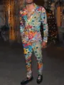 Vista dettagliata del set da uomo con camicia a maniche lunghe e pantaloni stampa 3D. - stampa 3D