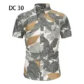 Men's short sleeve tropical leaf print Hawaiian shirt slim fit button down casual beach top - M / DC30 Brown