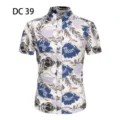 Men's short sleeve floral print casual shirt Hawaiian slim fit summer beach button-down top - DC39 Apricot