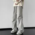 Pantalón de paracaídas holgado streetwear para hombre y mujer, pantalón ancho casual. - M / Bottoms / Gris