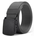 Cintura tattica in tela di nylon grigia con fibbia nera, resistente per pantaloni all'aperto. - Fibbia Nera Cinturino Grigio / 120cm