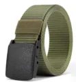 Cintura tattica in tela verde militare resistente con fibbia nera per uso quotidiano ed esterno. - Fibbia Nera Cinturino Verde Militare / 120cm