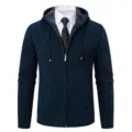 Gilet sweat à capuche en tricot pour homme avec motif losanges veste décontractée. - M / Hauts / Bleu marine