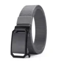 Ceinture en toile tissée grise pour hommes avec boucle automatique en alliage noir décontractée. - 120cm / 3008 Gris