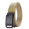 Ceinture en toile de nylon kaki pour homme avec boucle automatique en alliage noir. - 120cm / 3008 Khaki
