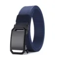 Ceinture en toile bleu foncé pour homme avec boucle automatique, modèle en nylon tressé. - 3008 Bleu