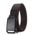 Ceinture en toile nylon marron avec boucle métallique automatique noire pour homme - 120cm / 3008 Café