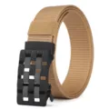 Ceinture en toile de nylon kaki pour hommes avec boucle automatique noire respirante - 3022 kaki