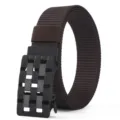 Ceinture tactique homme en toile avec boucle automatique, sangle nylon respirante marron. - 3022 Café