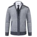 Men's Grey Knit Mock Neck Zip Up Cardigan Sweater Casual Outerwear Grey Variant - M / Tops / Light Gray