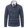 Men's casual half-zipper stand collar knitted sweater winter thermal pullover top mode - M / Blue Gray
