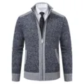 Men's Full-Zip Stand Collar Cardigan Sweater Casual Knitwear Dark Grey Heather Variant - M / Tops / Dark Gray