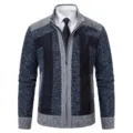 Cardigan en tricot col montant pour homme veste pull chaud zippée style casual hiver - M / Hauts / Bleu (6612)