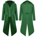 Men's green vintage medieval tailcoat suit punk retro costume long jacket coat tops - Green