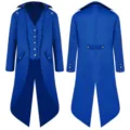 Men's Medieval Vintage Tailcoat Royal Blue Gothic Punk Tuxedo Jacket Costume Outfit - Blue