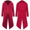 Men medieval vintage red tailcoat jacket steampunk costume with vest gothic outerwear - XS / Tops / Red