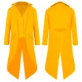 Men medieval vintage steampunk yellow tailcoat suit costume for cosplay and party wear. - Gold Yellow