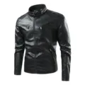 Men's Black PU Leather Motorcycle Jacket Stand Collar Casual Outerwear Spring Autumn - M / 609 Black