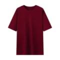 Maglietta bordeaux tinta unita a maniche corte girocollo per abbigliamento estivo casual. - Borgogna