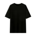 Maglietta nera estiva a maniche corte tinta unita, top casual con scollo rotondo per tutti. - Nero