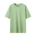 Maglietta verde tinta unita a maniche corte, top estivo casual girocollo per ogni giorno - Verde chiaro