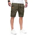 Pantaloncini cargo casual da uomo tinta unita estate coulisse moda abbigliamento comodo - Taglia S / Pantaloni e gonne / Verde militare