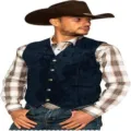 Men vintage corduroy vest casual retro waistcoat American style fashion outerwear for daily wear. - M / Blue