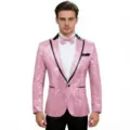 Chaqueta de esmoquin con lentejuelas rosas para hombre brillante abrigo de fiesta disco - Rosa