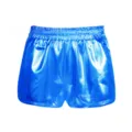 Mujer pantalones cortos metálicos brillantes cintura elástica verano short azul elegante ropa - Adulto L / Azul
