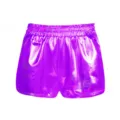 Mujer pantalones cortos metálicos brillantes talle alto elástico casual verano morado. - Adulto S / Púrpura