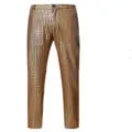 Herren gold glänzend kariert Freizeit Hose stilvoll Hip Hop Party Club lange Herrenhose - Gold